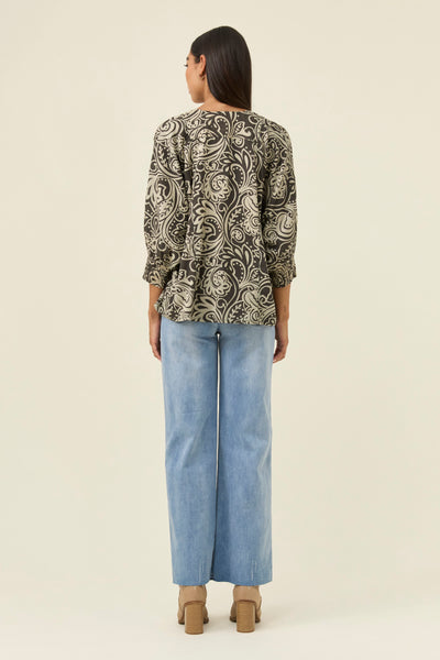 Wilma Top - Stone Paisley
