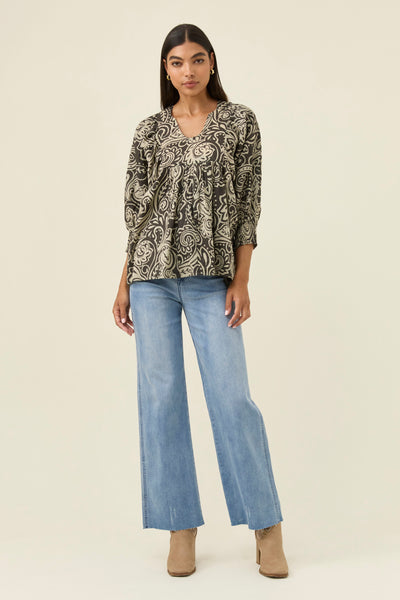 Wilma Top - Stone Paisley