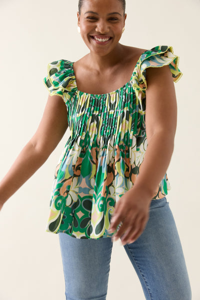 Aurora Frill Tank - Paisley
