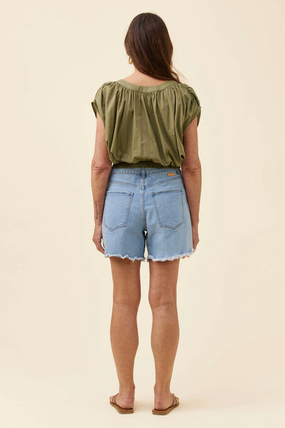 Rosa Reversible Crop Top - Sage