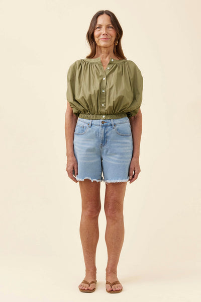 Rosa Reversible Crop Top - Sage
