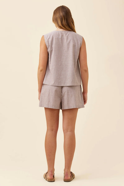 Lyndell Button Tank - Taupe