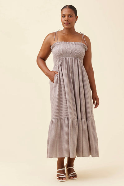 Lyndell Shirred Maxi Dress - Taupe