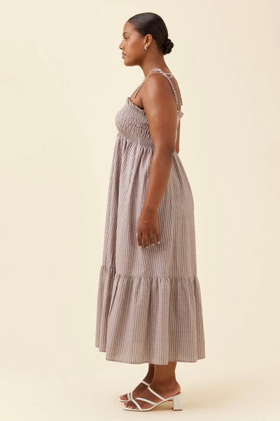 Lyndell Shirred Maxi Dress - Taupe