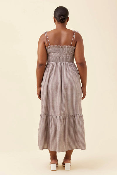 Lyndell Shirred Maxi Dress - Taupe