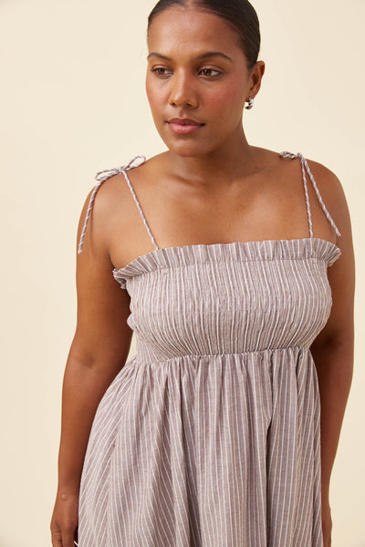 Lyndell Shirred Maxi Dress - Taupe