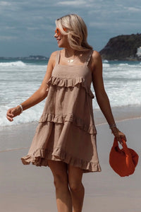 Keira Linen Dress - Tan