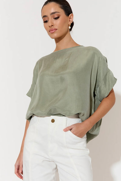 Greta Cupro Top - Khaki