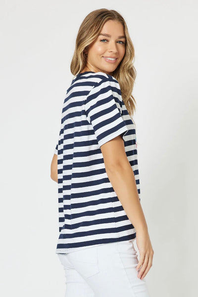 Heart Stripe Tee - Navy/White