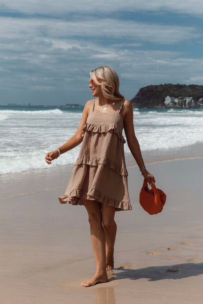 Keira Linen Dress - Tan