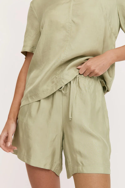 April Cupro Drawstring Short - Sage