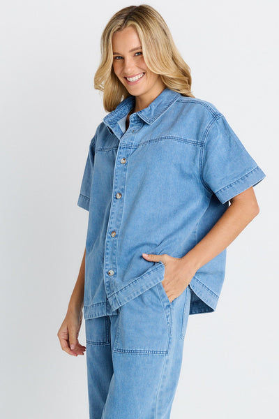 Quinn Cotton Shirt - Blue Medium