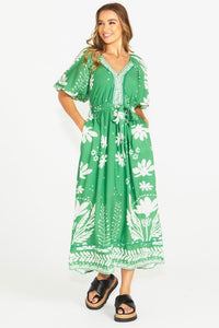 Lyndel Dress - Green Floral