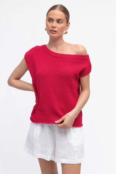 Ada Off The Shoulder Knit - Raspberry