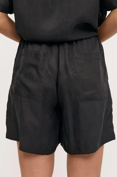 April Cupro Drawstring Short - Black