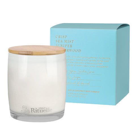 ~ Urban Rituelle Apotheca Scented Soy Candle - Crisp Sea Mist, Juniper & Amberwood