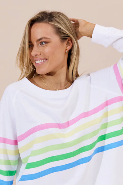 Forever Sweater - White/Pastel Stripes