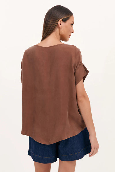 Greta Cupro Top - Chocolate