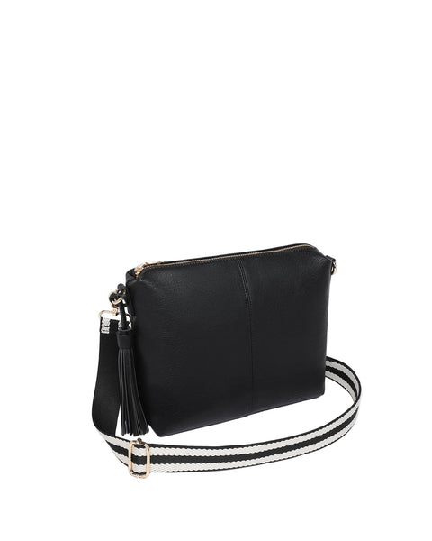 ~ LOUENHIDE Daisy Stripe Crossbody Bag - Black
