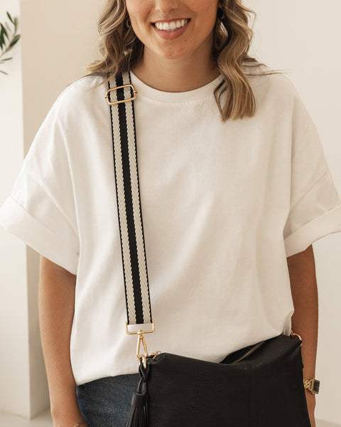 ~ LOUENHIDE Daisy Stripe Crossbody Bag - Black