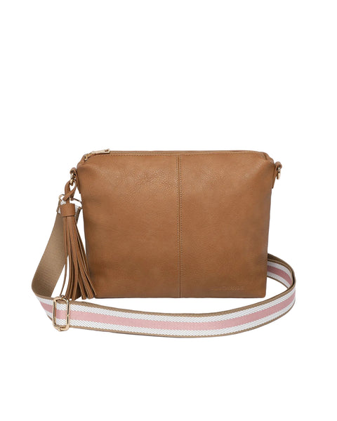 ~ LOUENHIDE Daisy Stripe Crossbody Bag - Camel