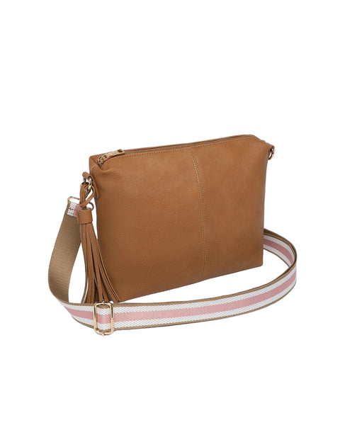 ~ LOUENHIDE Daisy Stripe Crossbody Bag - Camel