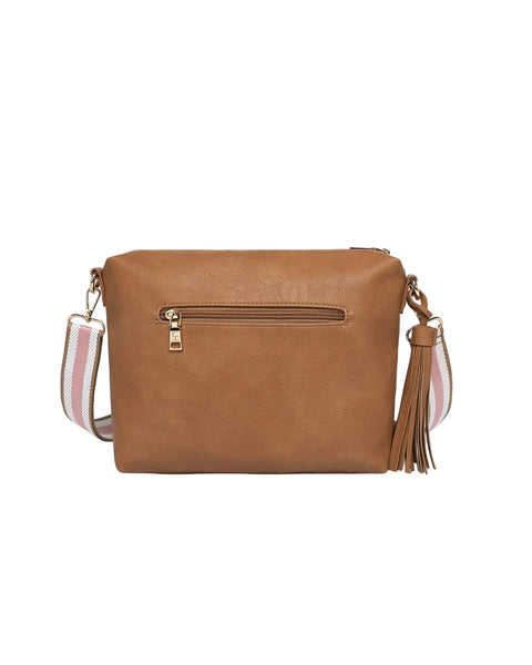 ~ LOUENHIDE Daisy Stripe Crossbody Bag - Camel