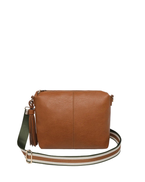 ~ LOUENHIDE Daisy Stripe Crossbody Bag - Tan