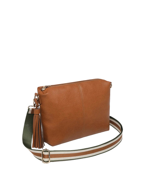 ~ LOUENHIDE Daisy Stripe Crossbody Bag - Tan