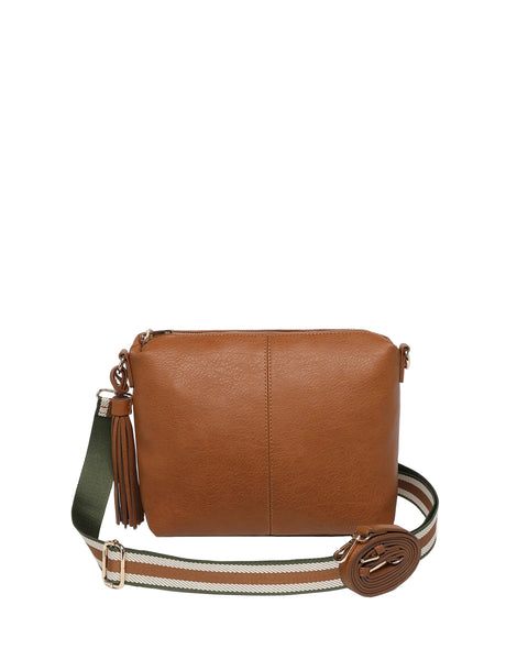 ~ LOUENHIDE Daisy Stripe Crossbody Bag - Tan