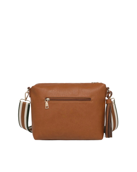 ~ LOUENHIDE Daisy Stripe Crossbody Bag - Tan