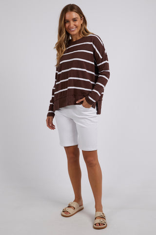 Jayne Stripe Throw On Top - Chocolate/White Stripe