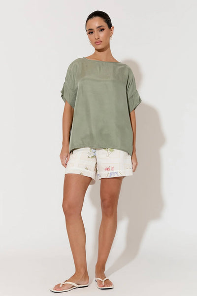 Greta Cupro Top - Khaki