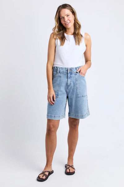 Atlas Long Denim Short - Mid Blue Wash