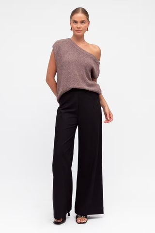 Ada Off The Shoulder Knit - Chocolate