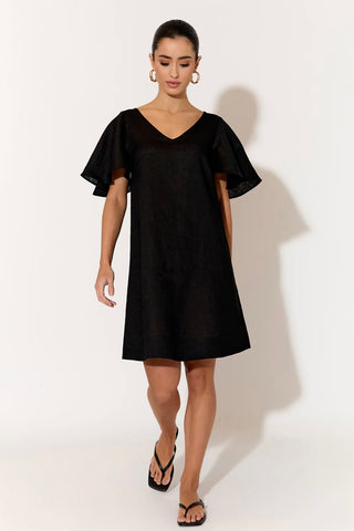 Theo Linen Short Dress - Black