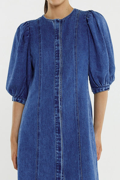 Elijah Midi Denim Dress - Classic Blue