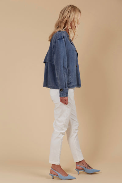 Freya Crop Trench - Denim