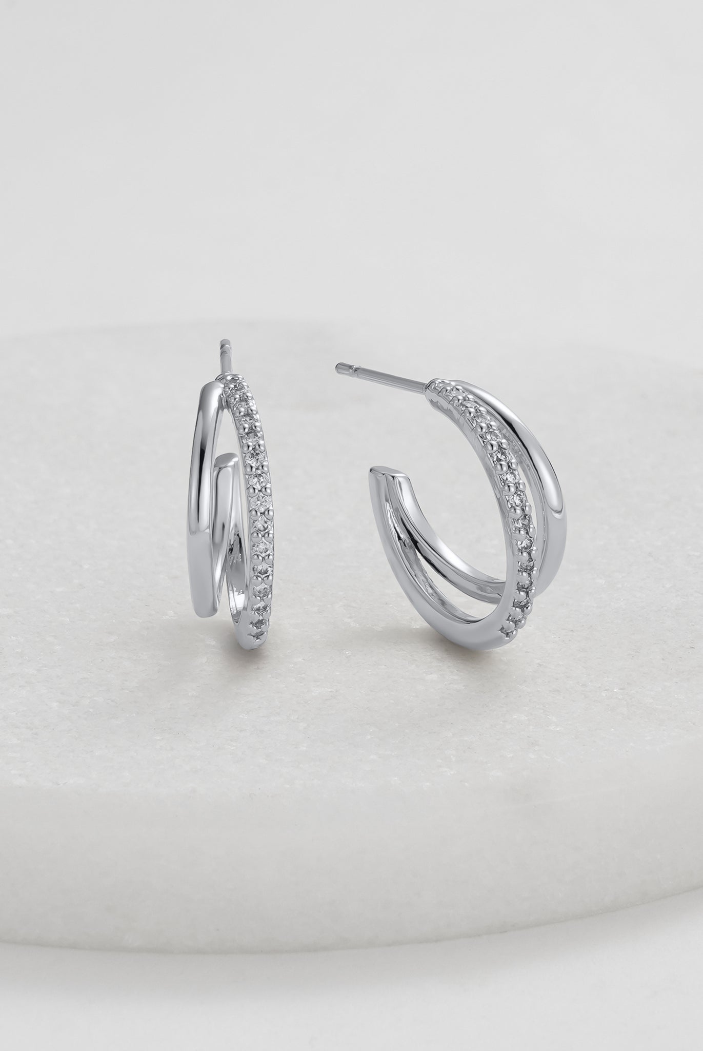 ~ Zafino Celeste Hoop Earring - Silver/Crystal