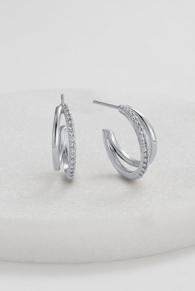 ~ Zafino Celeste Hoop Earring - Silver/Crystal