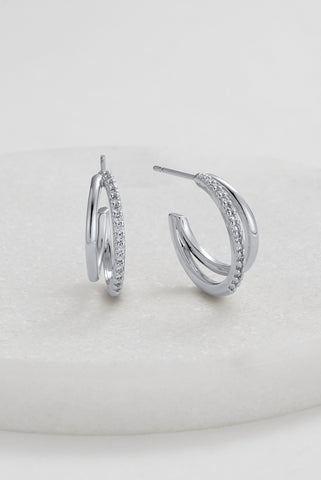 ~ Zafino Celeste Hoop Earring - Silver/Crystal