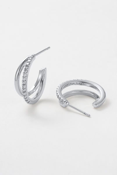 ~ Zafino Celeste Hoop Earring - Silver/Crystal