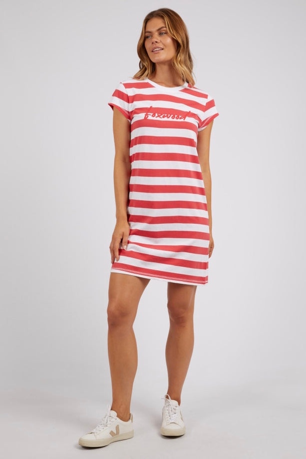 Signature Stripe Tee Dress - Cayenne/White Stripe