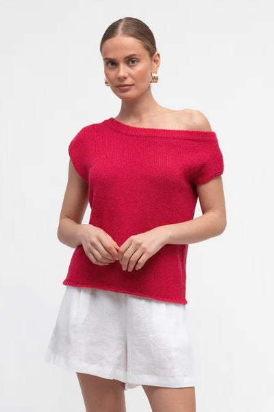 Ada Off The Shoulder Knit - Raspberry