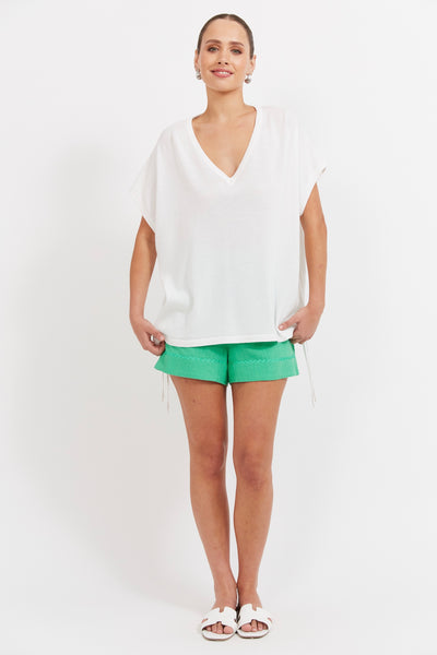 Haiti Tie Knit Top - White