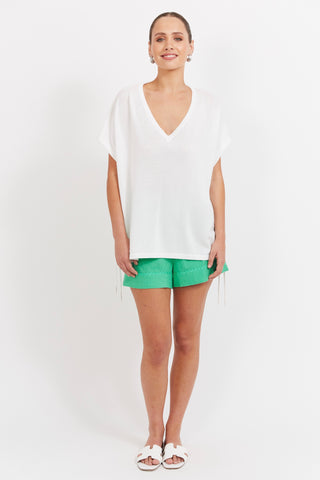 Haiti Tie Knit Top - White