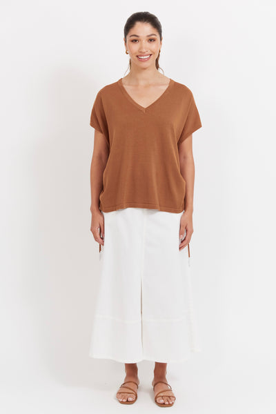 Haiti Tie Knit Top - Tan