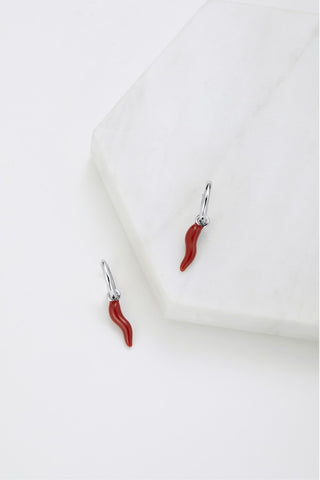 ~ Zafino Red Chilli Earring - Silver