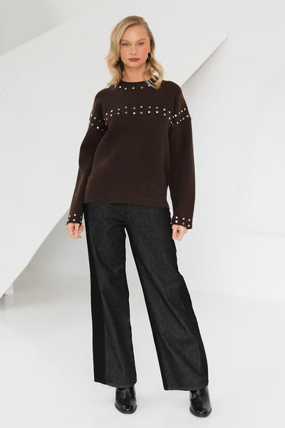 Rebecca Knit Jumper - Chocolate