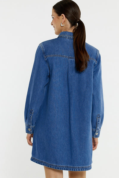 Aveline Denim Shirt Dress - Classic Blue